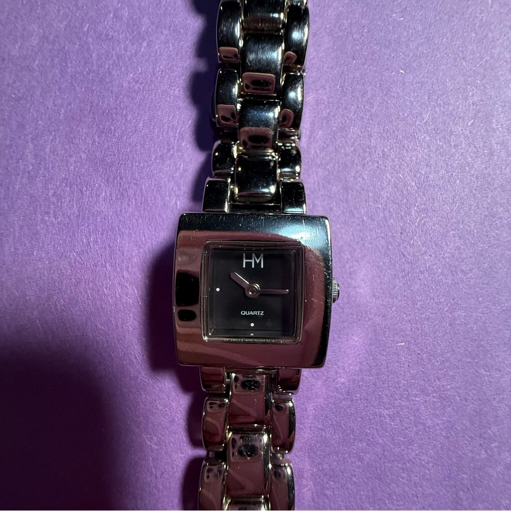 H&M Silver Metallic Watch with Square Dial